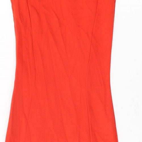 ASOS Womens Red Viscose Bodycon Size 8 Off the Shoulder Zip