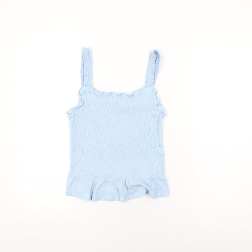 New Look Womens Blue Cotton Basic T-Shirt Size 12 Square Neck