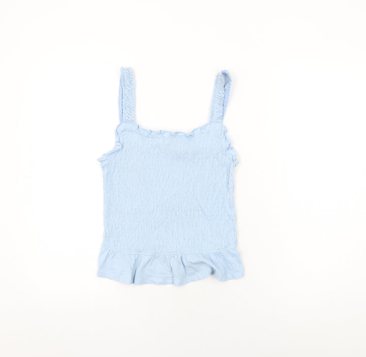 New Look Womens Blue Cotton Basic T-Shirt Size 12 Square Neck