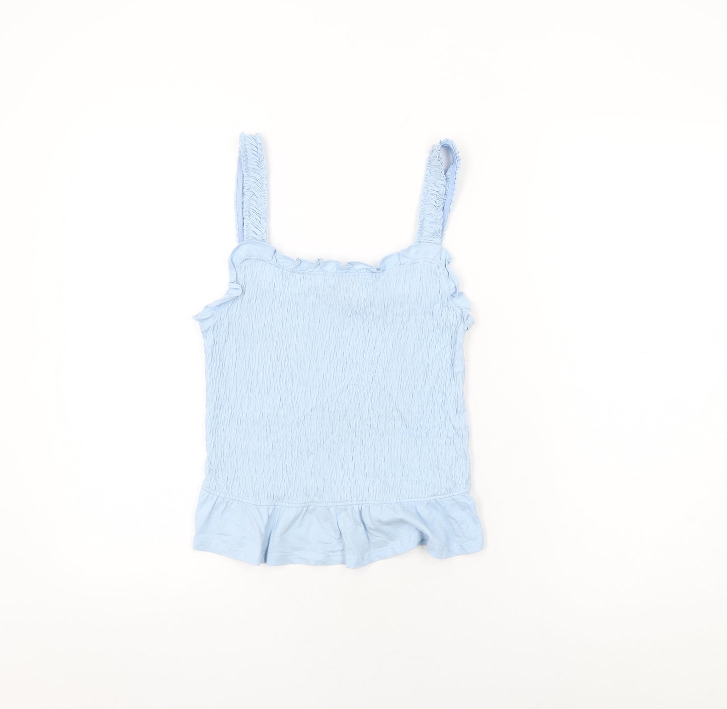 New Look Womens Blue Cotton Basic T-Shirt Size 12 Square Neck
