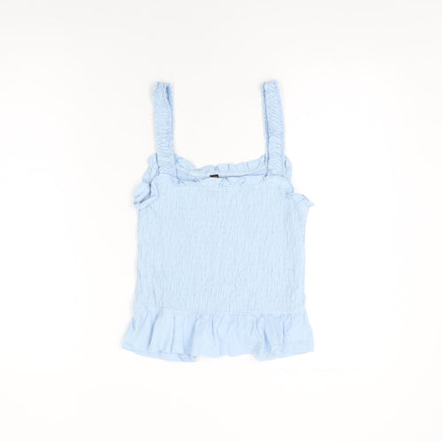 New Look Womens Blue Cotton Basic T-Shirt Size 12 Square Neck