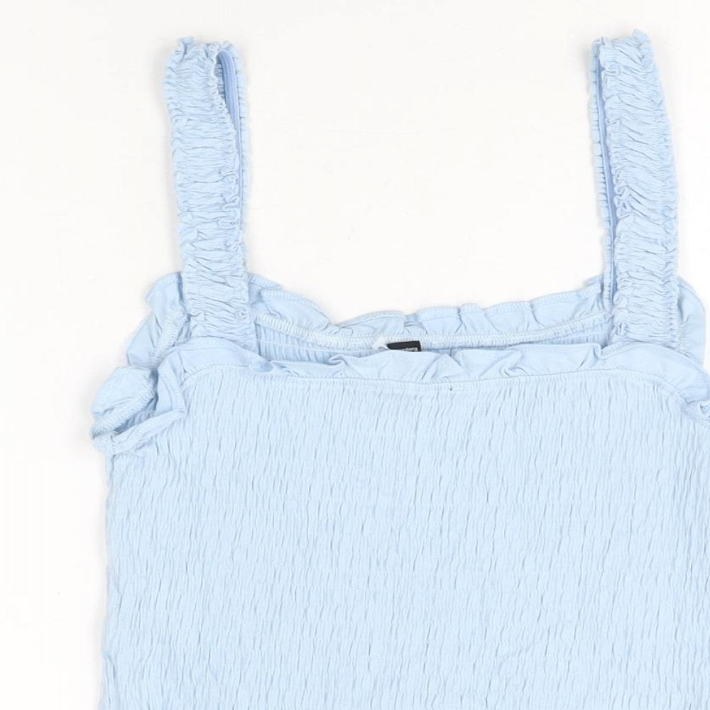 New Look Womens Blue Cotton Basic T-Shirt Size 12 Square Neck