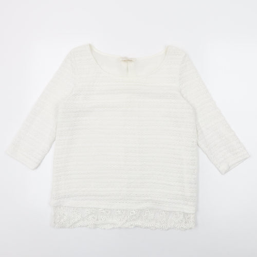 NEXT Womens White Polyester Basic T-Shirt Size 12 Round Neck