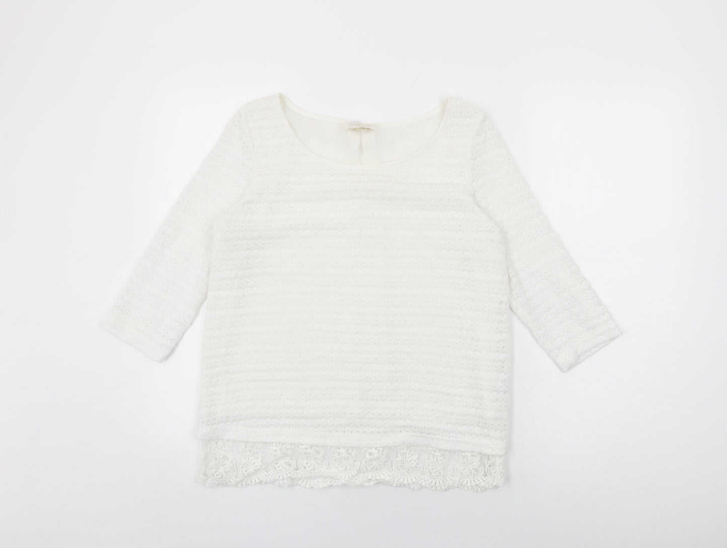 NEXT Womens White Polyester Basic T-Shirt Size 12 Round Neck