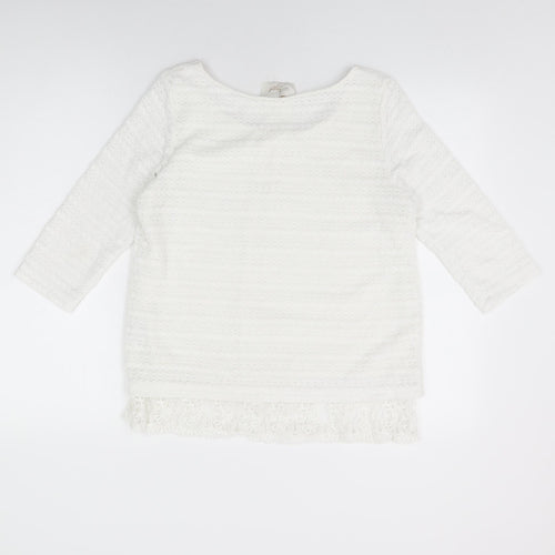 NEXT Womens White Polyester Basic T-Shirt Size 12 Round Neck