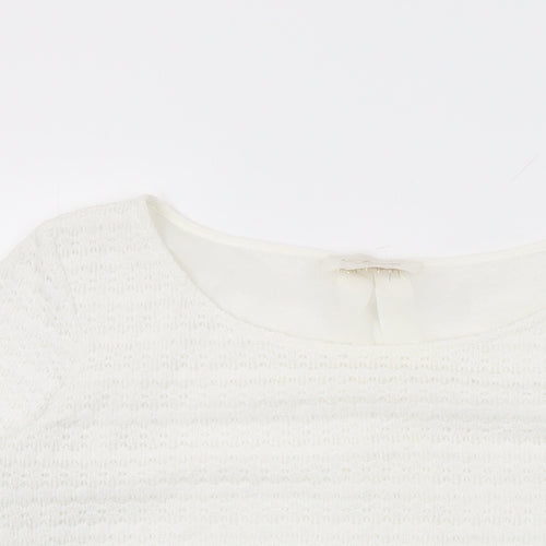 NEXT Womens White Polyester Basic T-Shirt Size 12 Round Neck