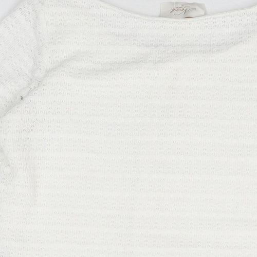 NEXT Womens White Polyester Basic T-Shirt Size 12 Round Neck