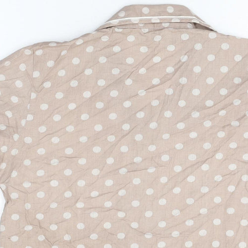 Marks and Spencer Womens Brown Polka Dot Cotton Top Pyjama Top Size 8 Button