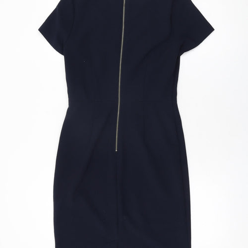 NEXT Womens Blue Polyester Bodycon Size 8 Round Neck Zip