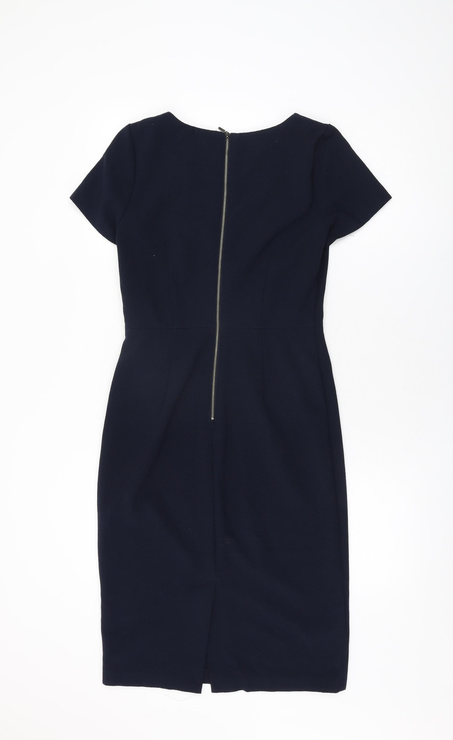 NEXT Womens Blue Polyester Bodycon Size 8 Round Neck Zip