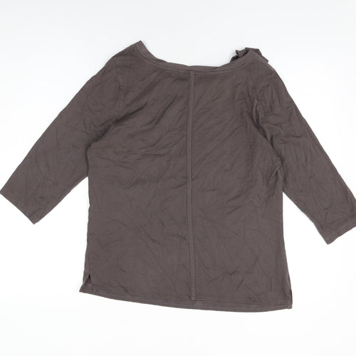 Per Una Womens Grey Cotton Basic T-Shirt Size 12 Round Neck