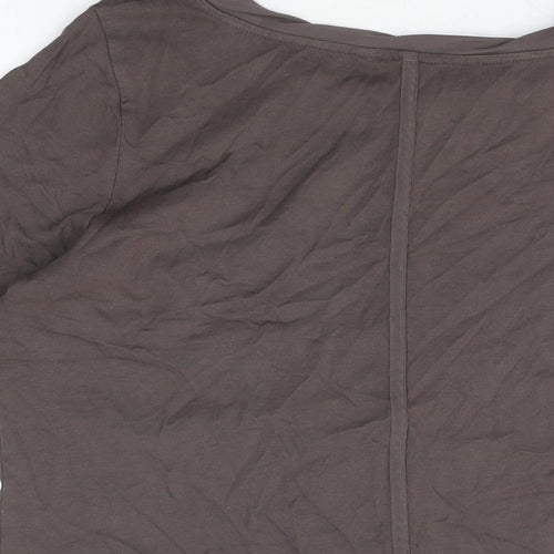 Per Una Womens Grey Cotton Basic T-Shirt Size 12 Round Neck