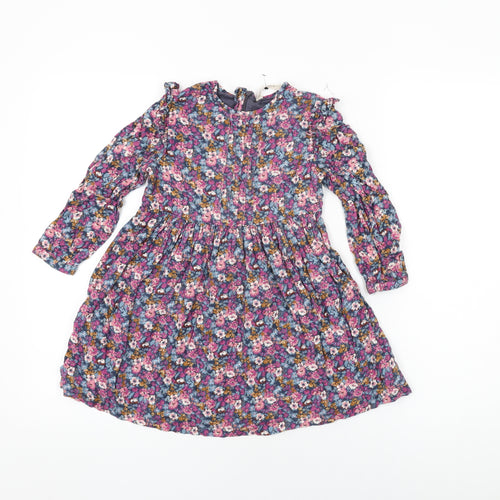 John Lewis Girls Multicoloured Floral Viscose A-Line Size 5 Years Round Neck Zip