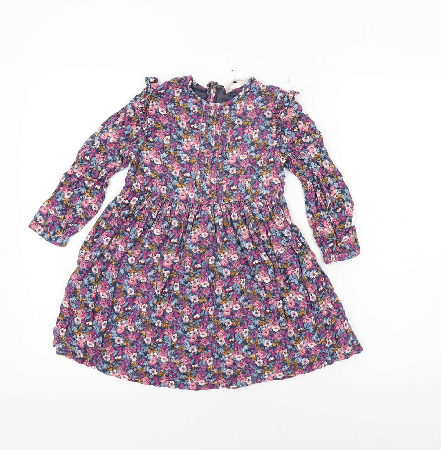 John Lewis Girls Multicoloured Floral Viscose A-Line Size 5 Years Round Neck Zip