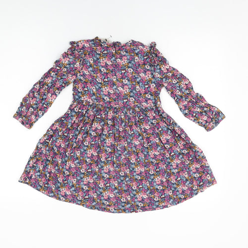 John Lewis Girls Multicoloured Floral Viscose A-Line Size 5 Years Round Neck Zip