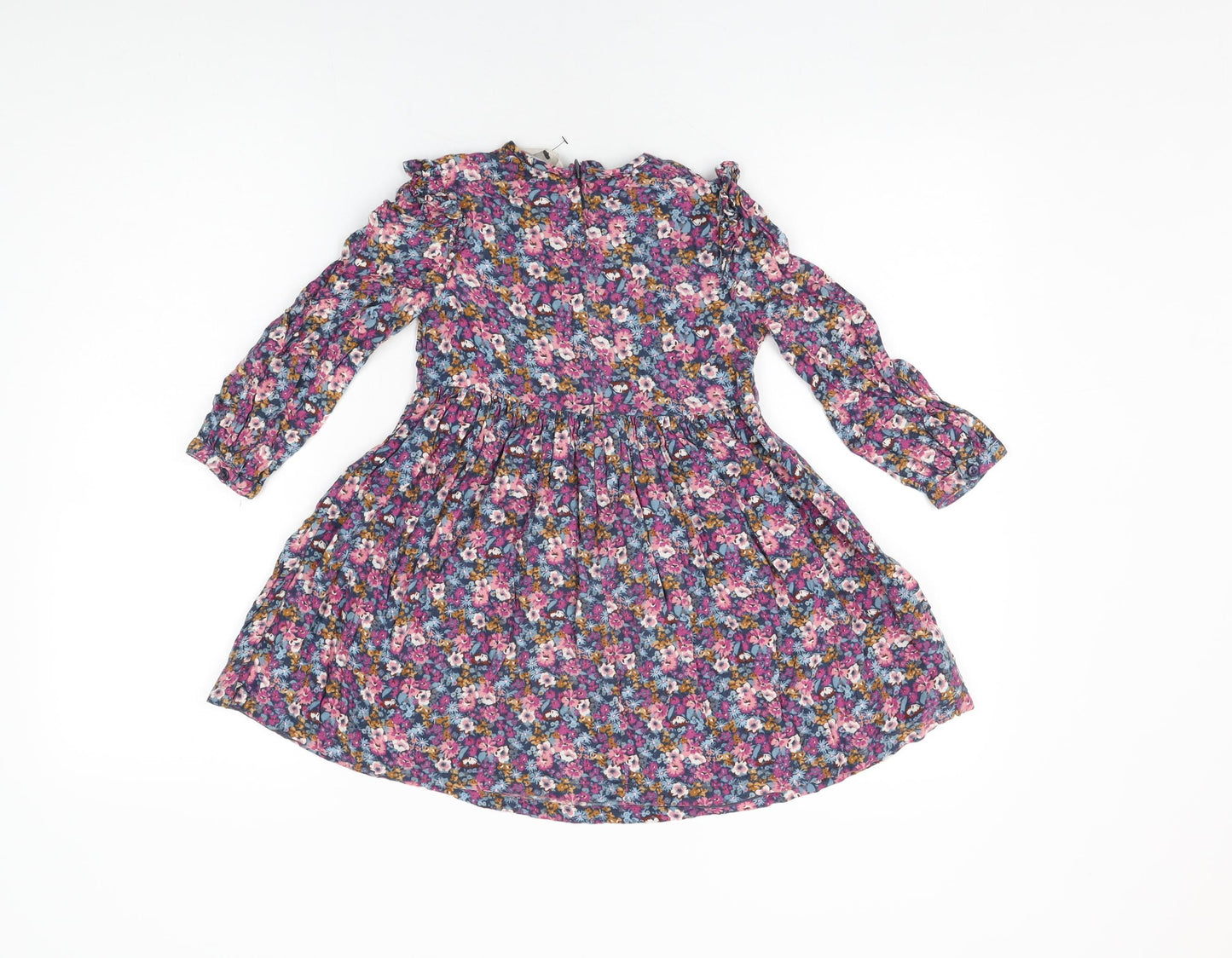 John Lewis Girls Multicoloured Floral Viscose A-Line Size 5 Years Round Neck Zip