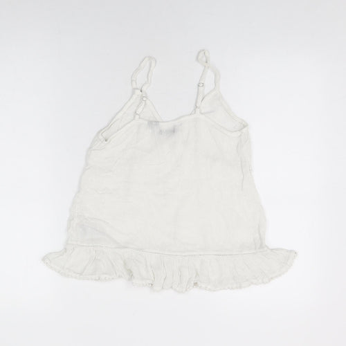 Superdry Womens White Viscose Basic T-Shirt Size 8 V-Neck