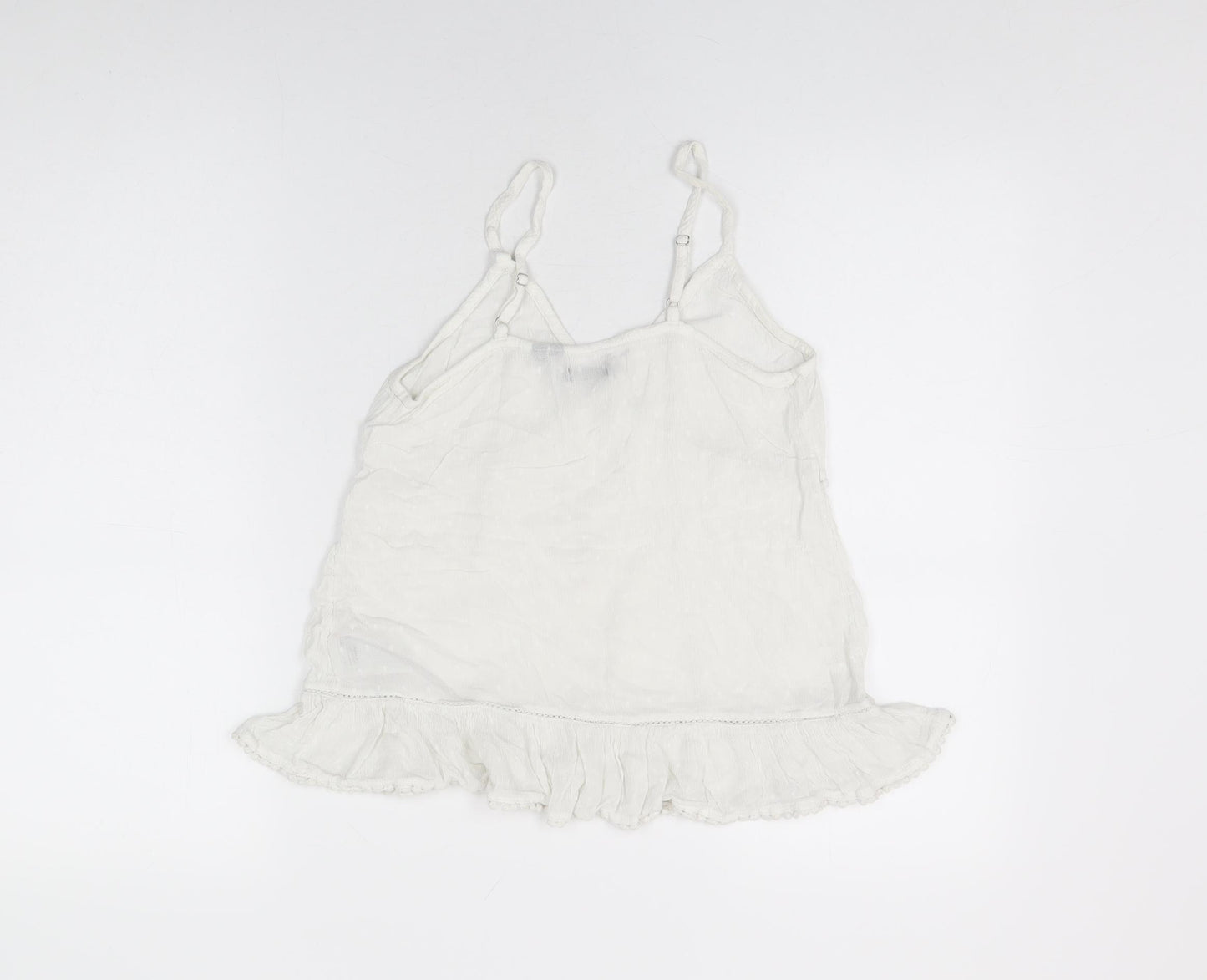 Superdry Womens White Viscose Basic T-Shirt Size 8 V-Neck