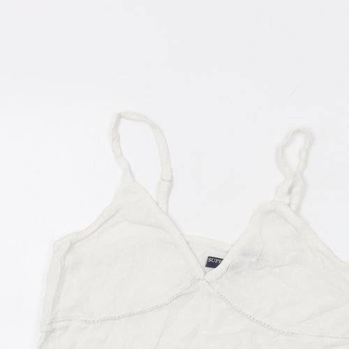 Superdry Womens White Viscose Basic T-Shirt Size 8 V-Neck