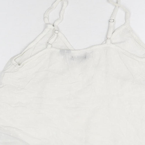 Superdry Womens White Viscose Basic T-Shirt Size 8 V-Neck