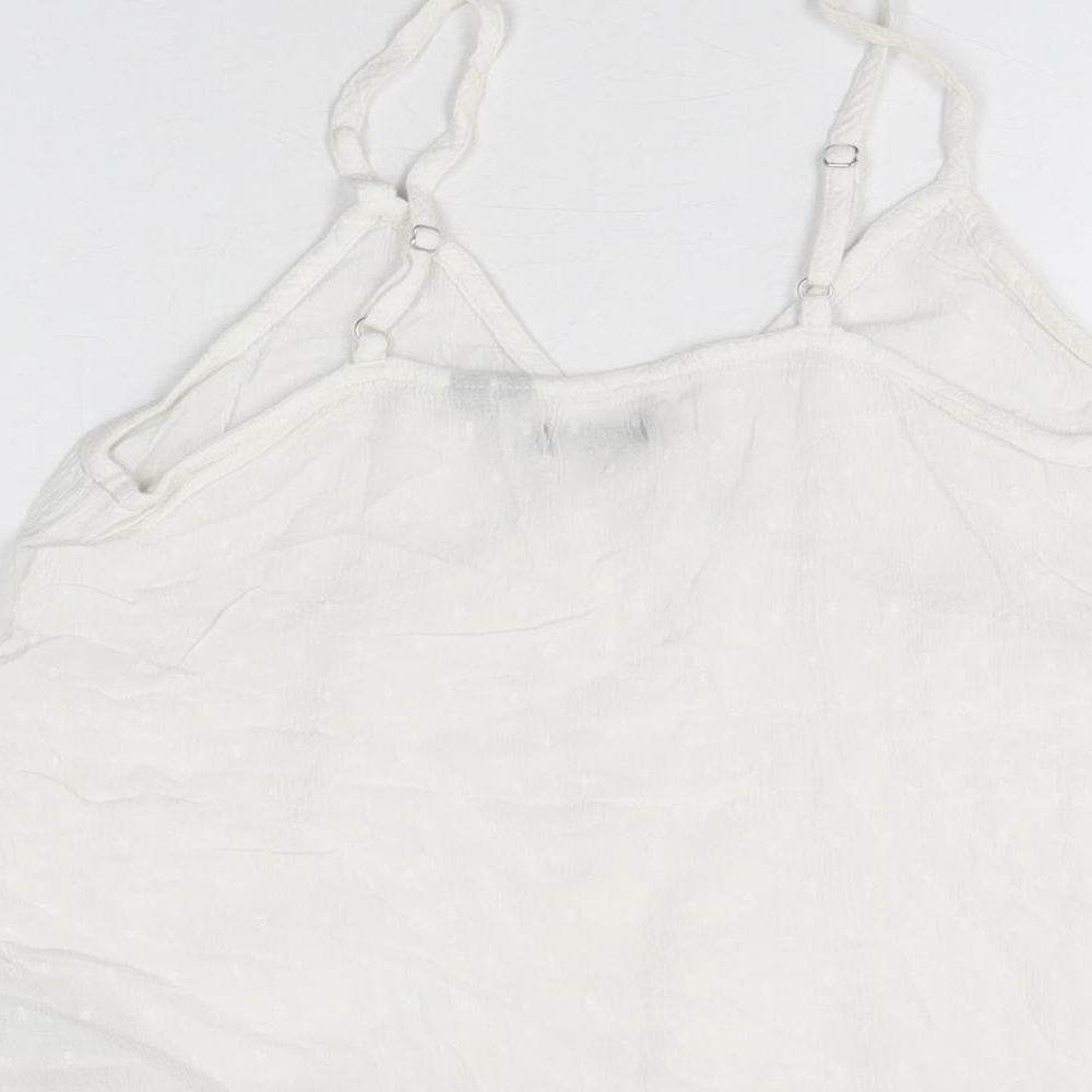 Superdry Womens White Viscose Basic T-Shirt Size 8 V-Neck