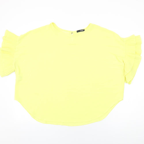 Quiz Womens Yellow Polyester Basic Blouse Size M Round Neck