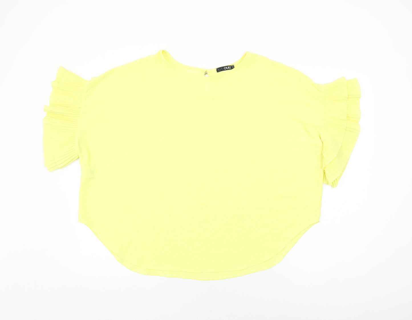 Quiz Womens Yellow Polyester Basic Blouse Size M Round Neck