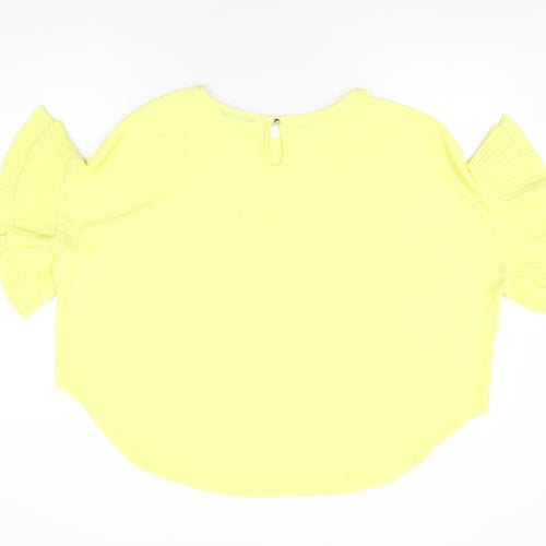 Quiz Womens Yellow Polyester Basic Blouse Size M Round Neck