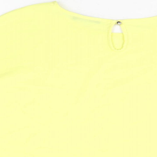 Quiz Womens Yellow Polyester Basic Blouse Size M Round Neck