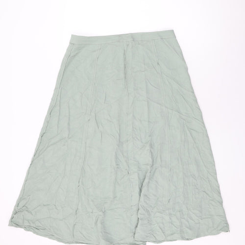 Marks and Spencer Womens Green Viscose Swing Skirt Size 12 Zip