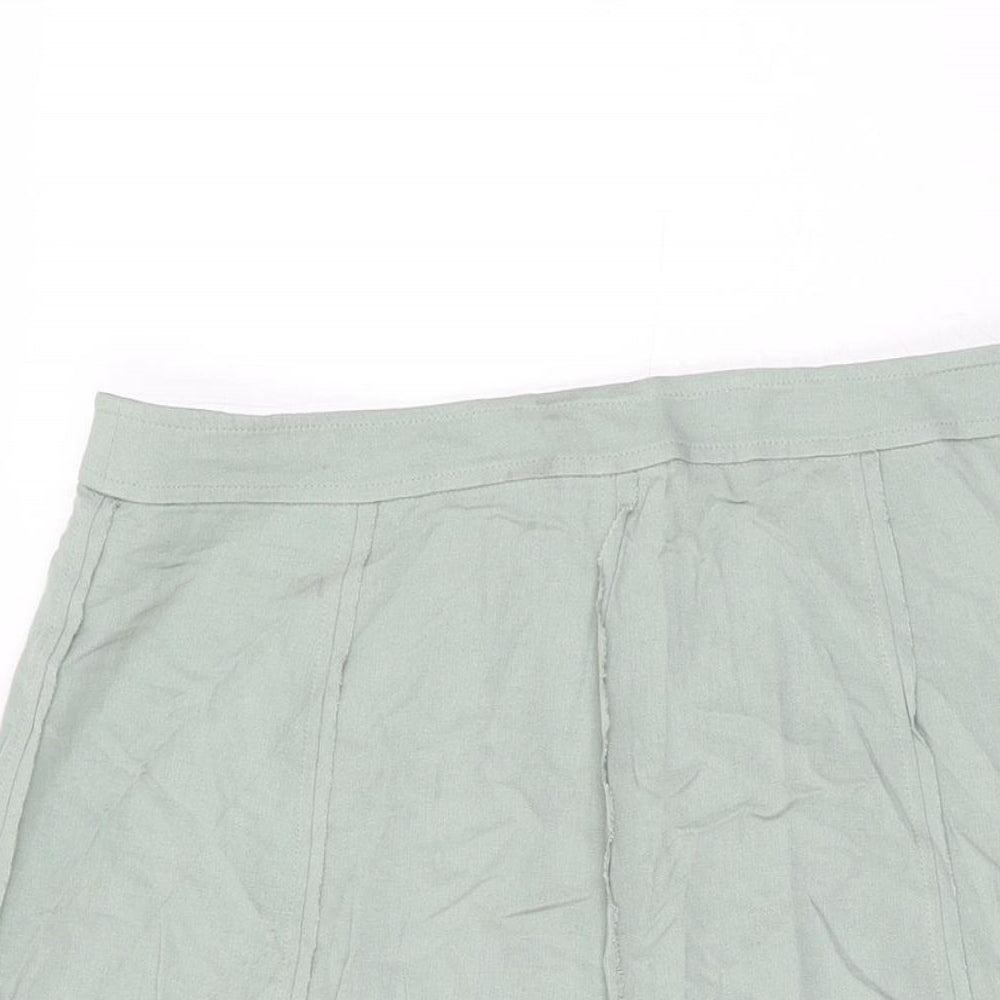 Marks and Spencer Womens Green Viscose Swing Skirt Size 12 Zip