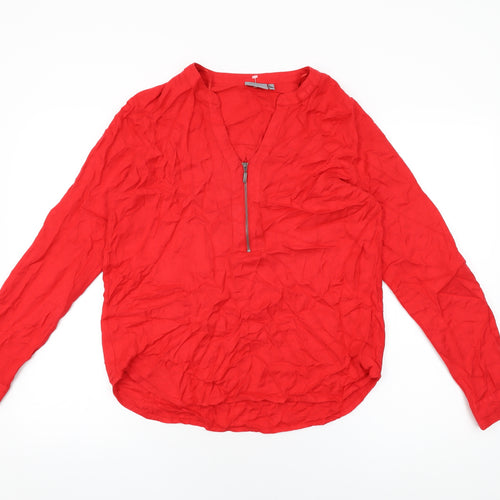 b.young Womens Red Viscose Basic T-Shirt Size 10 V-Neck
