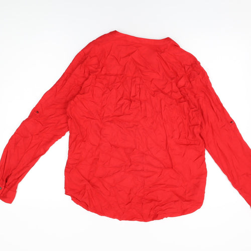 b.young Womens Red Viscose Basic T-Shirt Size 10 V-Neck