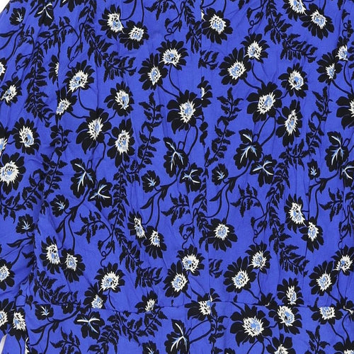 NEXT Womens Blue Floral Viscose Shift Size 16 Round Neck Zip