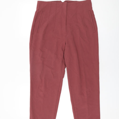 Zara Womens Pink Viscose Trousers Size L L26.5 in Regular Zip