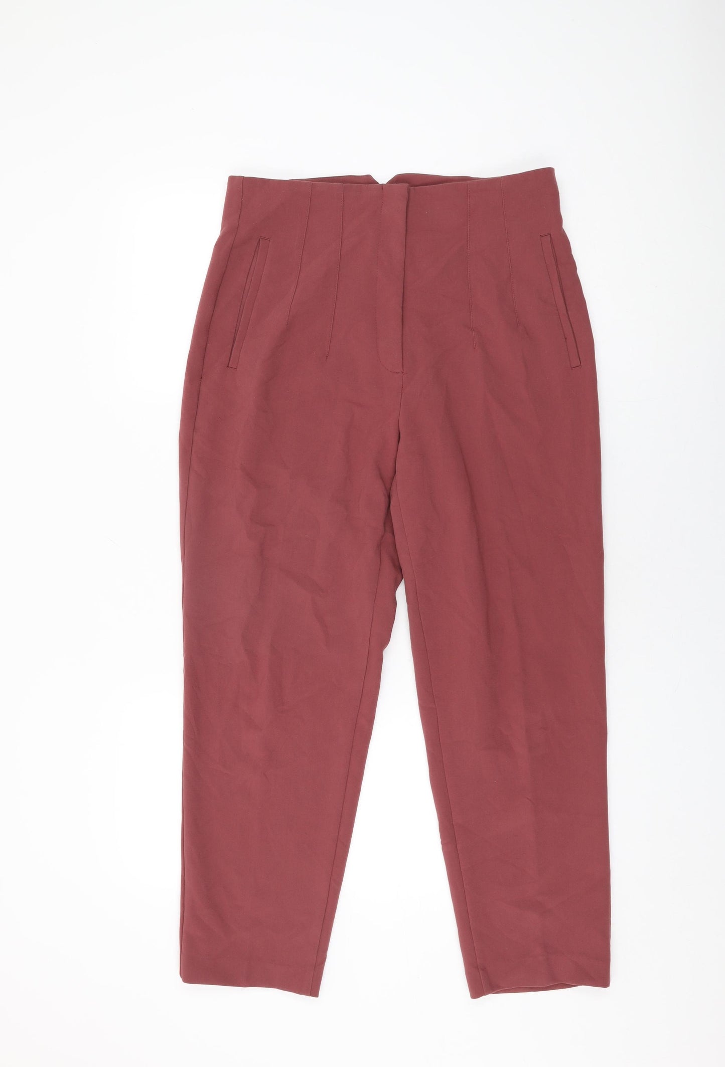 Zara Womens Pink Viscose Trousers Size L L26.5 in Regular Zip