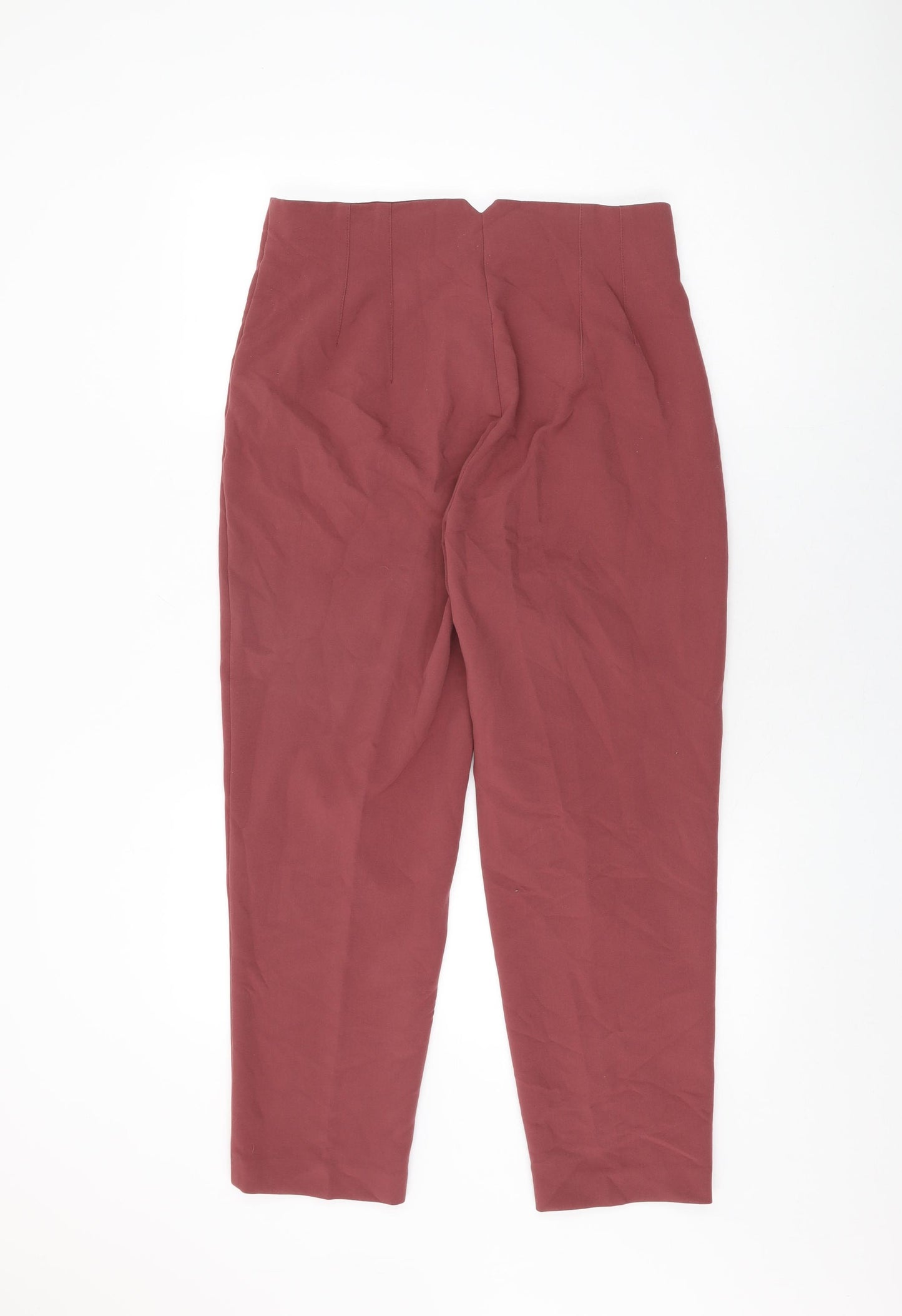 Zara Womens Pink Viscose Trousers Size L L26.5 in Regular Zip