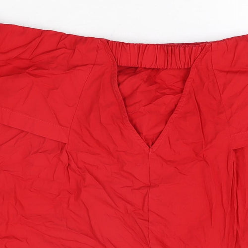 Topshop Womens Red Cotton Basic T-Shirt Size 10 Off the Shoulder