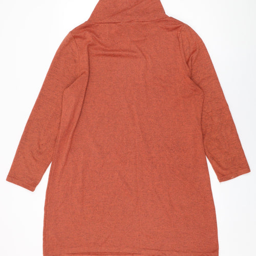 Alice Collins Womens Orange Polyester Shift Size 16 High Neck Pullover