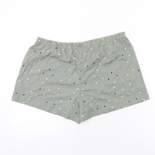 Marks and Spencer Womens Green Polka Dot Cotton Top Sleep Shorts Size L