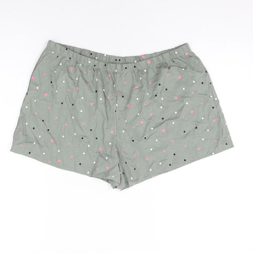 Marks and Spencer Womens Green Polka Dot Cotton Top Sleep Shorts Size L