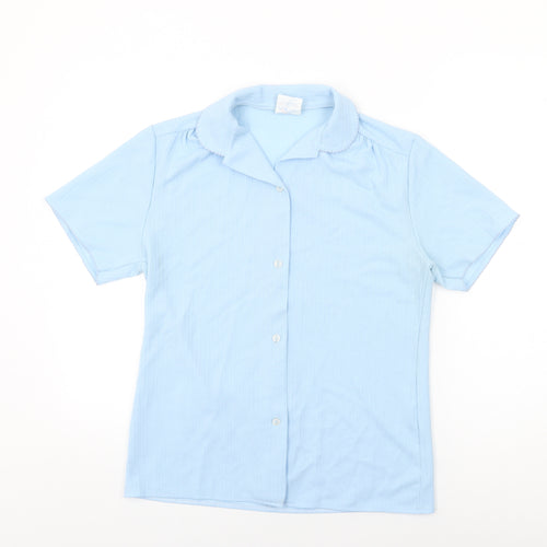 Trevira Womens Blue Polyester Basic Button-Up Size 16 Collared