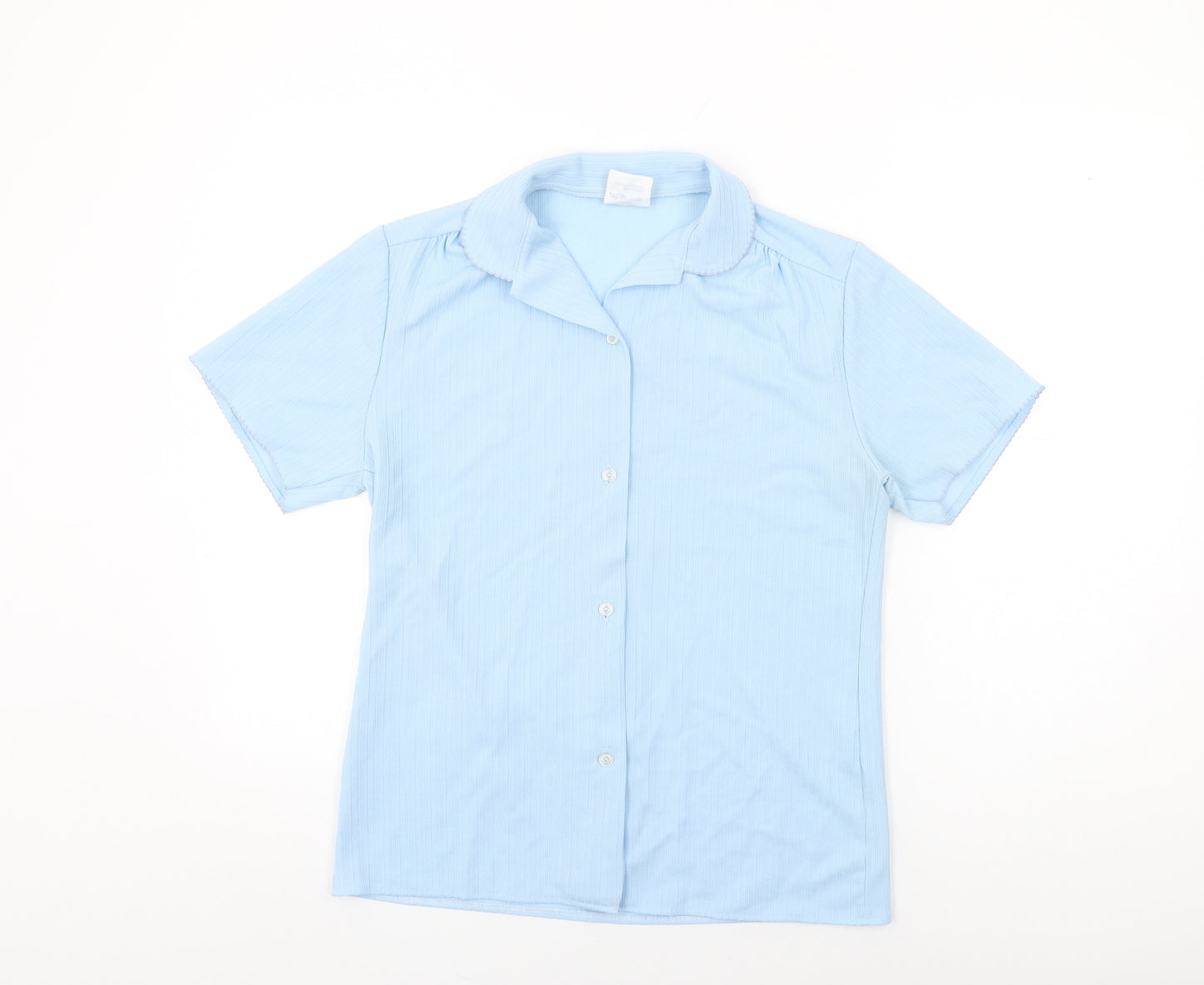 Trevira Womens Blue Polyester Basic Button-Up Size 16 Collared