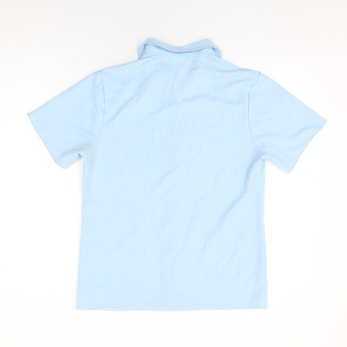 Trevira Womens Blue Polyester Basic Button-Up Size 16 Collared