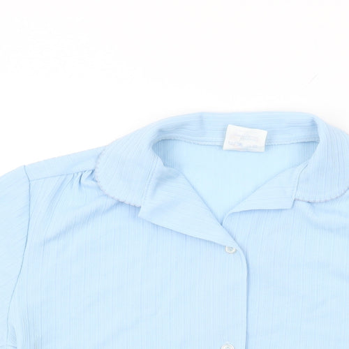 Trevira Womens Blue Polyester Basic Button-Up Size 16 Collared