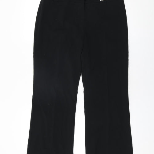 Marks and Spencer Womens Black Polyester Trousers Size 12 L31 in Regular Zip