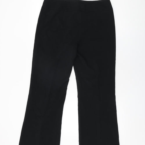 Marks and Spencer Womens Black Polyester Trousers Size 12 L31 in Regular Zip