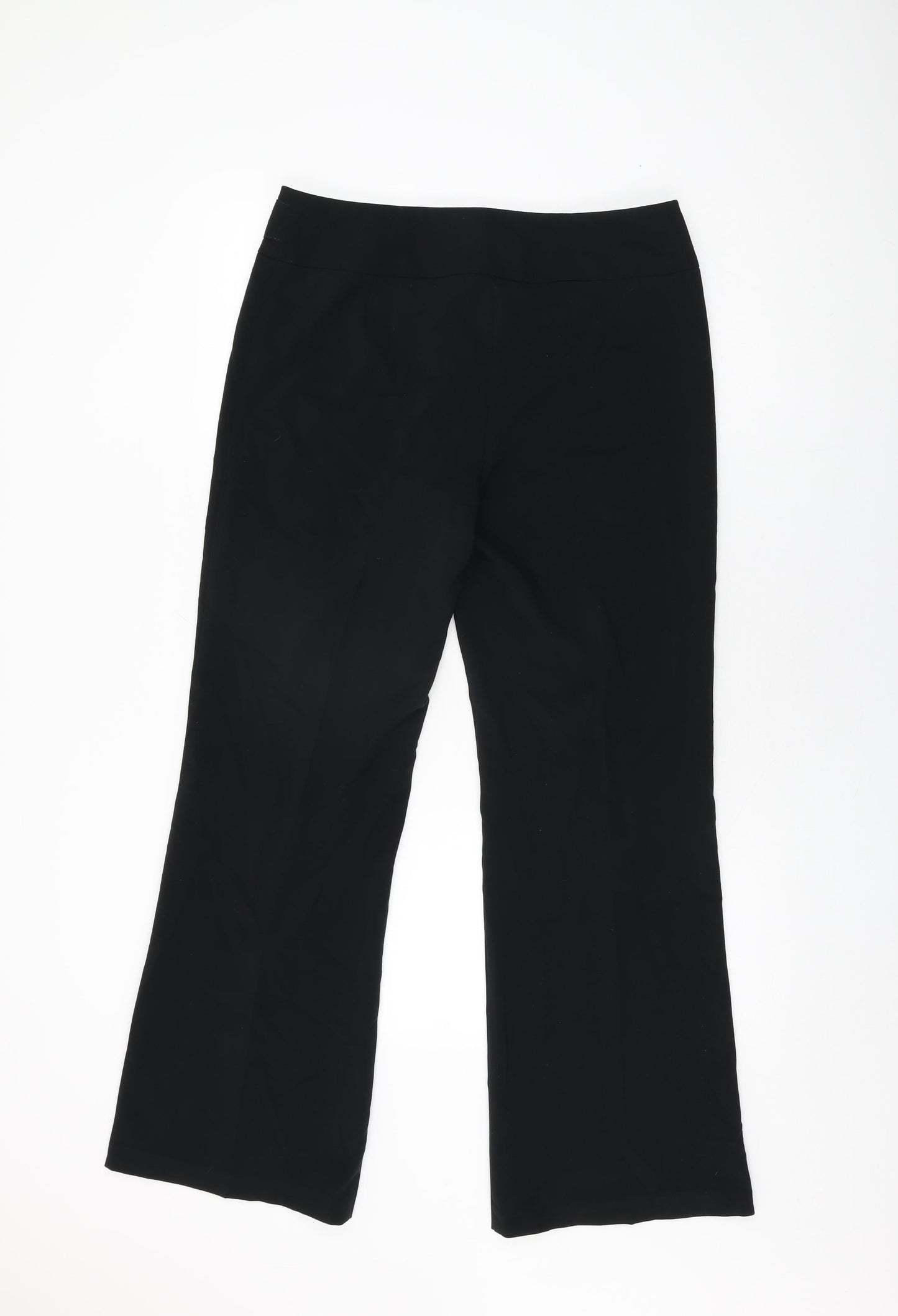 Marks and Spencer Womens Black Polyester Trousers Size 12 L31 in Regular Zip