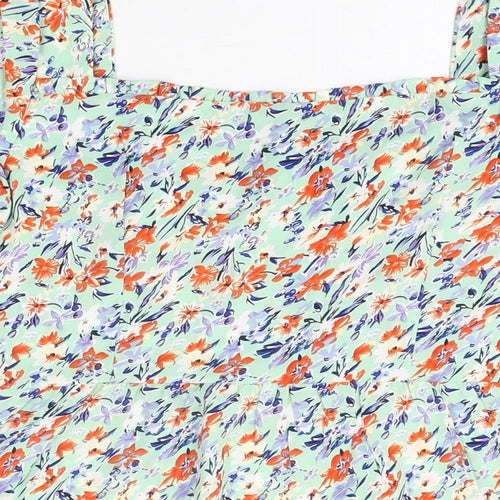 Quiz Womens Green Floral Polyester Basic T-Shirt Size 14 Sweetheart
