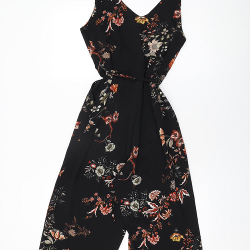 AX Paris Womens Black Floral Polyester Jumpsuit One-Piece Size 8 L22 in Zip